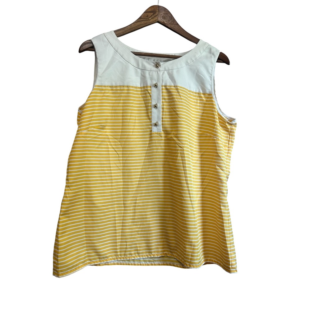 Banana Republic Yellow and White Striped Sleeveless Tank Top